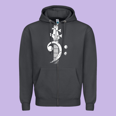 Musical Guitar Bass Zipper Hoodie Designed By Artisfamous