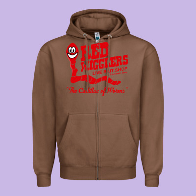 Red Wigglers Zipper Hoodie Designed By Artisfamous