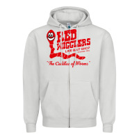 Dove Grey red wigglers Zipper Hoodie - artisFamous