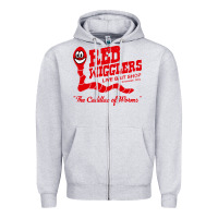 Heather Grey red wigglers Zipper Hoodie - artisFamous
