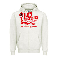 Oatmeal Heather red wigglers Zipper Hoodie - artisFamous