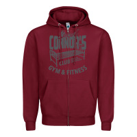 Burgundy Sarah Connor's Club - Gym & Fitness Zipper Hoodie - artisFamous