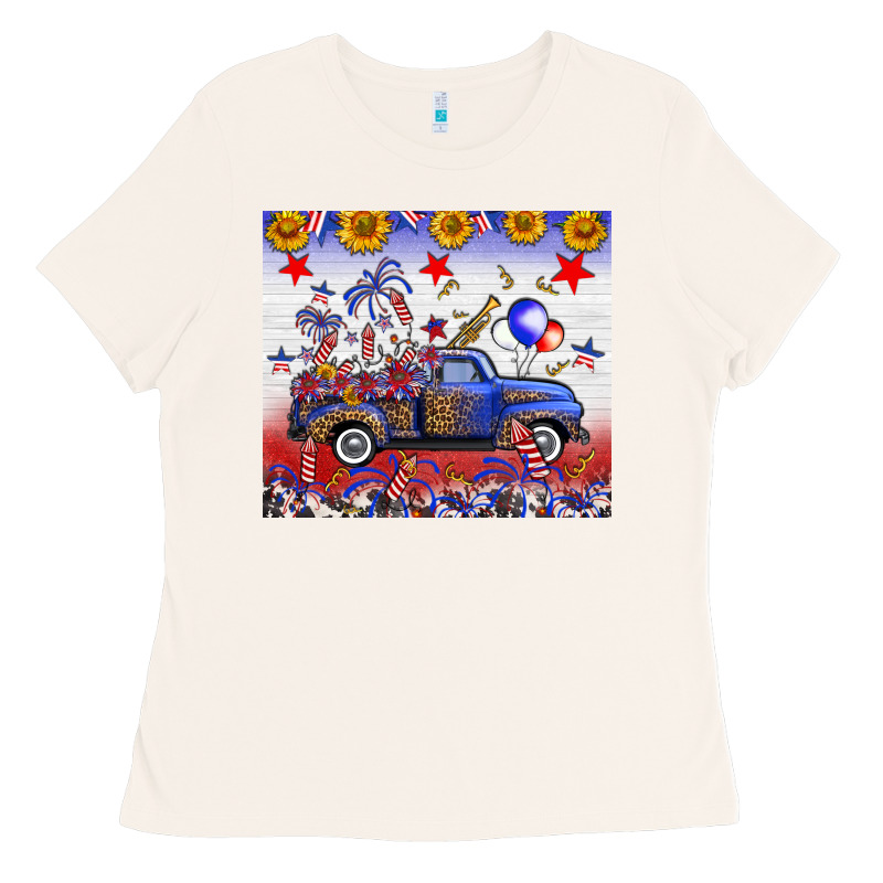 Fourth Of July Truck American Flag Ladies Tee by FaDigitalArtStudio | Teevron