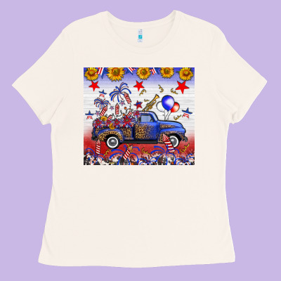 Fourth Of July Truck American Flag Ladies Tee Designed By Fadigitalartstudio