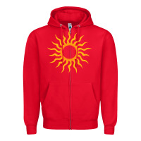 Red tribal sun Zipper Hoodie - artisFamous