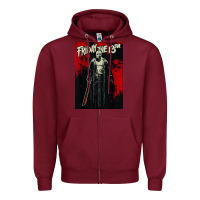 Burgundy friday the 13th jason drip Zipper Hoodie - artisFamous