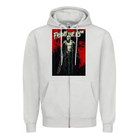 Dove Grey friday the 13th jason drip Zipper Hoodie - artisFamous