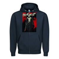 Navy friday the 13th jason drip Zipper Hoodie - artisFamous