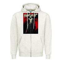 Oatmeal Heather friday the 13th jason drip Zipper Hoodie - artisFamous