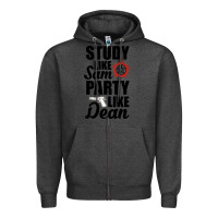 Charcoal Heather study like sam party like dean Zipper Hoodie - artisFamous