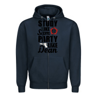 Navy study like sam party like dean Zipper Hoodie - artisFamous