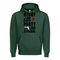 Sports Green study like sam party like dean Zipper Hoodie - artisFamous