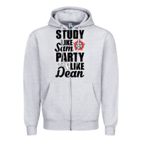 Heather Grey study like sam party like dean Zipper Hoodie - artisFamous