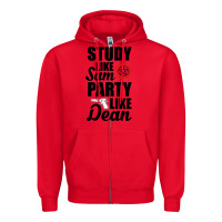 Red study like sam party like dean Zipper Hoodie - artisFamous