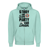 Seafoam study like sam party like dean Zipper Hoodie - artisFamous