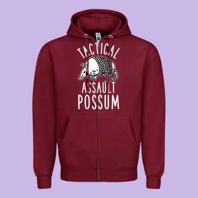 Tactical Assault Possum Zipper Hoodie Designed By Artisfamous