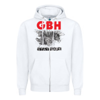 White Charged G.B.H Zipper Hoodie - artisFamous