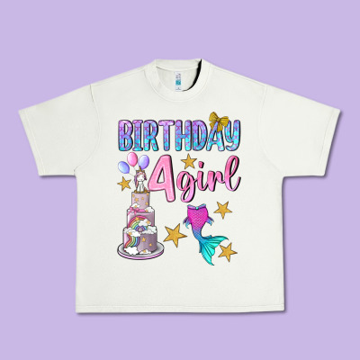 Birthday Girl 4 Urban Heavy Tee Designed By Bundleandbundleshop