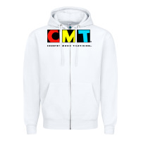 White cmt Zipper Hoodie - artisFamous