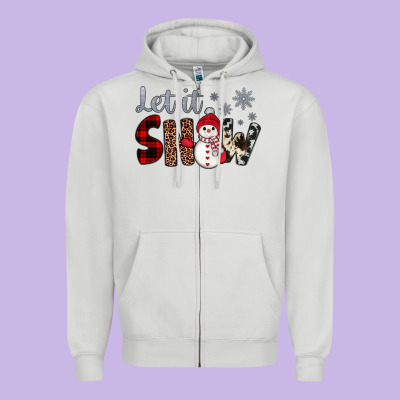 Let It Snow Snowman Zipper Hoodie Designed By Jahusdesignshop