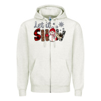 Oatmeal Heather let it snow snowman Zipper Hoodie - JahusDesignShop
