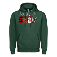 Sports Green let it snow snowman Zipper Hoodie - JahusDesignShop