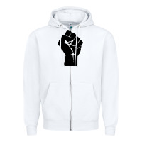 White fist Zipper Hoodie - artisFamous