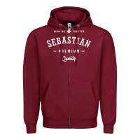 Burgundy Sebastian Personalized Name Mens Birthday Zipper Hoodie - artisFamous