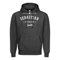 Charcoal Heather Sebastian Personalized Name Mens Birthday Zipper Hoodie - artisFamous