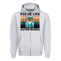 Heather Grey pogue life outer banks retro vintage Zipper Hoodie - artisFamous
