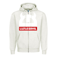 Oatmeal Heather little devil Zipper Hoodie - artisFamous