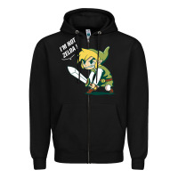 Black i’m not zelda Zipper Hoodie - artisFamous