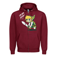 Burgundy i’m not zelda Zipper Hoodie - artisFamous