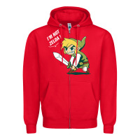 Red i’m not zelda Zipper Hoodie - artisFamous