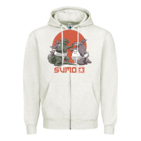 Oatmeal Heather sumo pop Zipper Hoodie - artisFamous