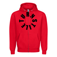 Red TURNSTILE BLACK ON WHITE Zipper Hoodie - artisFamous