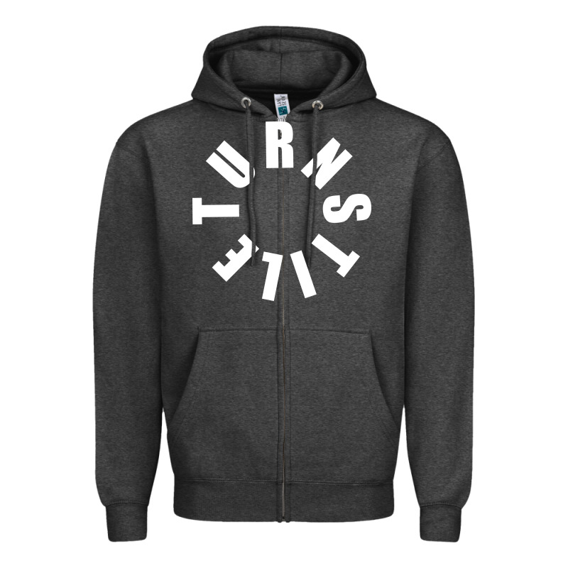 Turnstile White On Black. Zipper Hoodie by artisFamous | Teevron