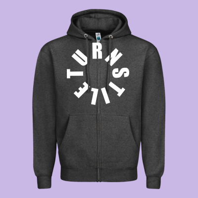 Turnstile White On Black. Zipper Hoodie Designed By Artisfamous