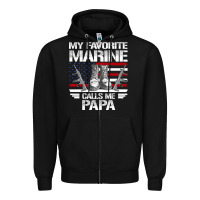 Black marine papa, gifts my favorite marine calls me pa pa military mother Zipper Hoodie - artisFamous