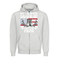 Dove Grey marine papa, gifts my favorite marine calls me pa pa military mother Zipper Hoodie - artisFamous