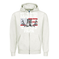 Oatmeal Heather marine papa, gifts my favorite marine calls me pa pa military mother Zipper Hoodie - artisFamous