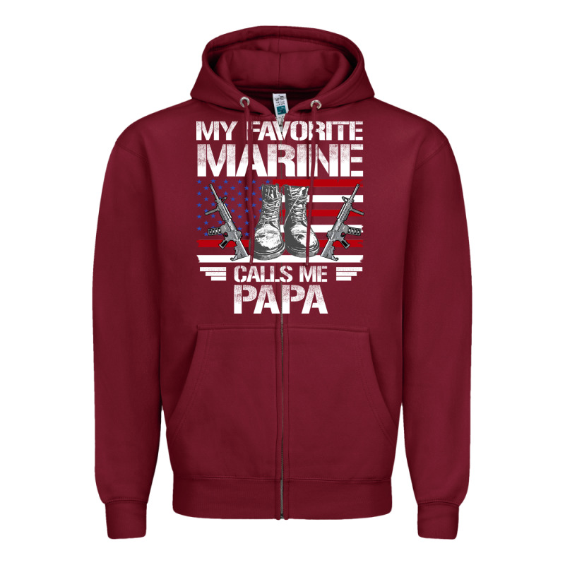 Marine Papa, Gifts My Favorite Marine Calls Me Pa Pa Military Mother Zipper Hoodie by artisFamous | Teevron