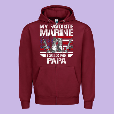 Marine Papa, Gifts My Favorite Marine Calls Me Pa Pa Military Mother Zipper Hoodie Designed By Artisfamous