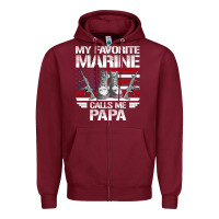 Burgundy marine papa, gifts my favorite marine calls me pa pa military mother Zipper Hoodie - artisFamous