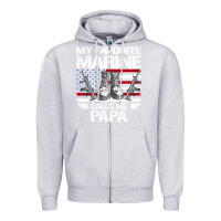 Heather Grey marine papa, gifts my favorite marine calls me pa pa military mother Zipper Hoodie - artisFamous
