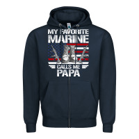 Navy marine papa, gifts my favorite marine calls me pa pa military mother Zipper Hoodie - artisFamous