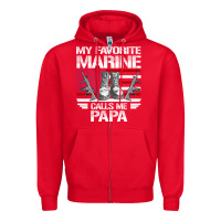 Red marine papa, gifts my favorite marine calls me pa pa military mother Zipper Hoodie - artisFamous