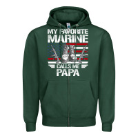 Sports Green marine papa, gifts my favorite marine calls me pa pa military mother Zipper Hoodie - artisFamous