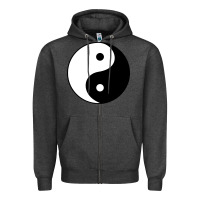 Charcoal Heather Yin and yang Zipper Hoodie - artisFamous