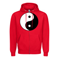 Red Yin and yang Zipper Hoodie - artisFamous